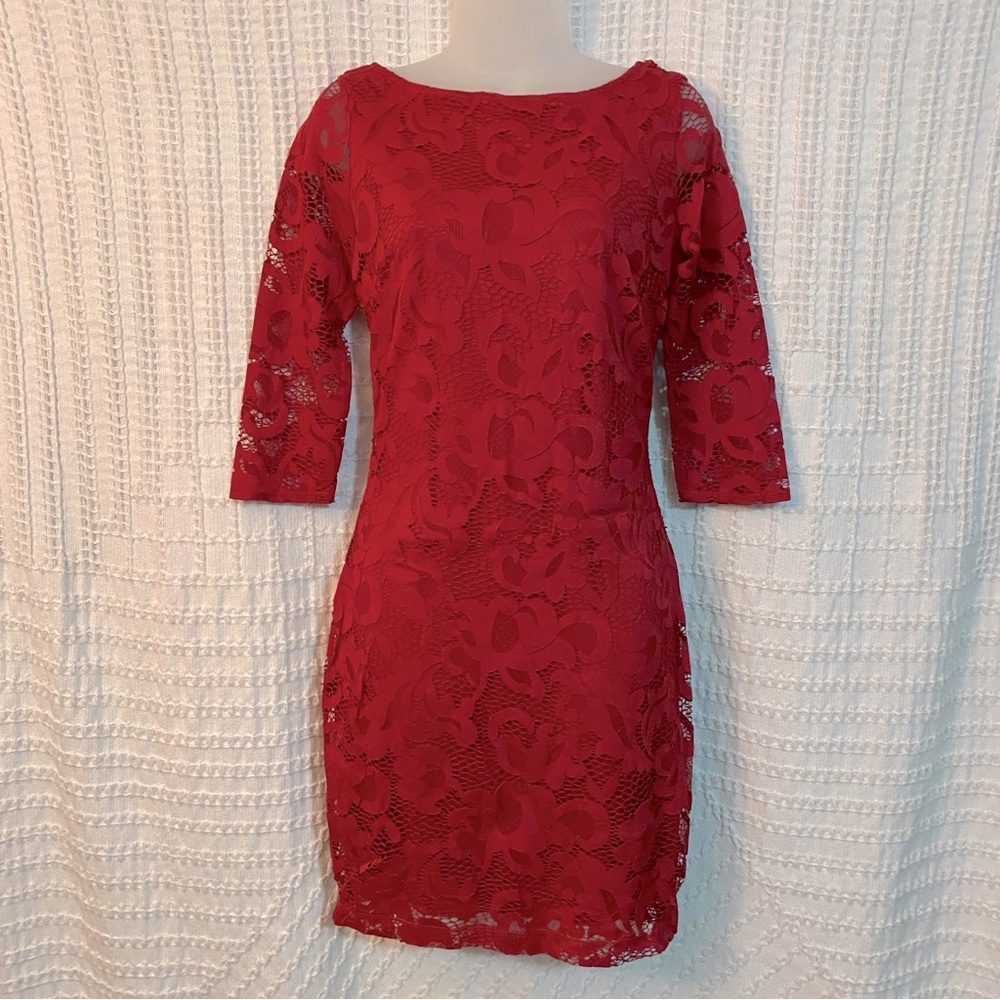 Mystic Red Lace Dress, Size Small - Picture 3 of 4